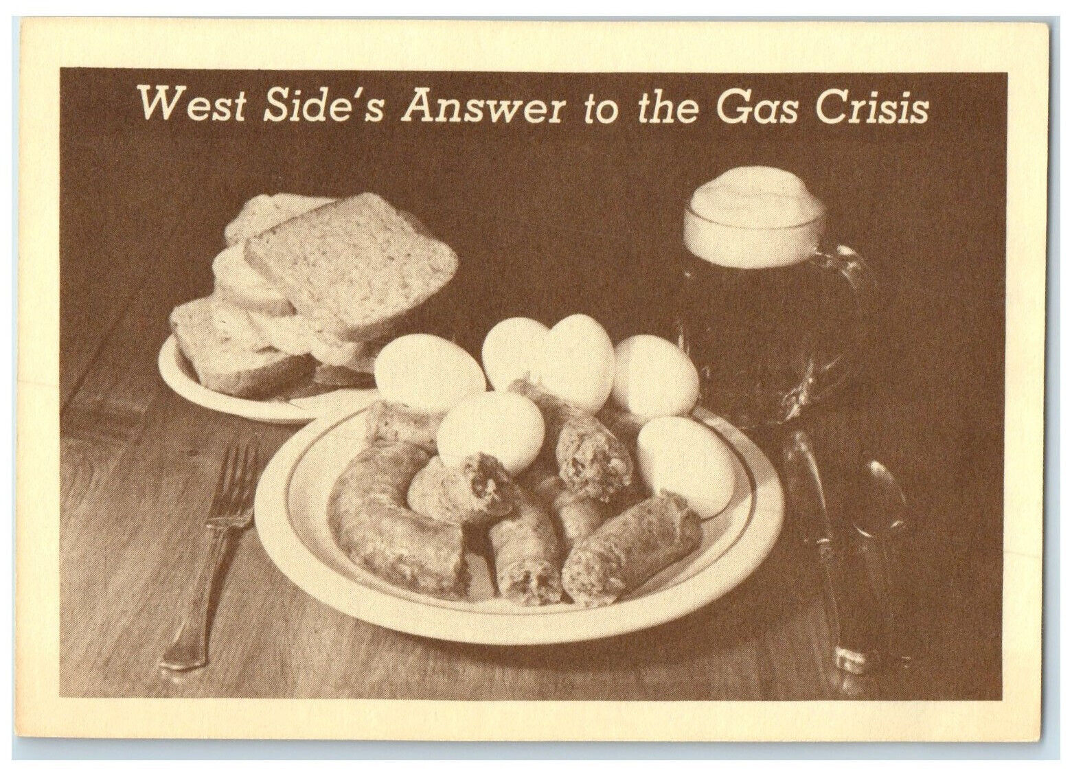 c1940\'s West Side\'s Answer To The Gas Crisis Dyngus Day South Bend Postcard