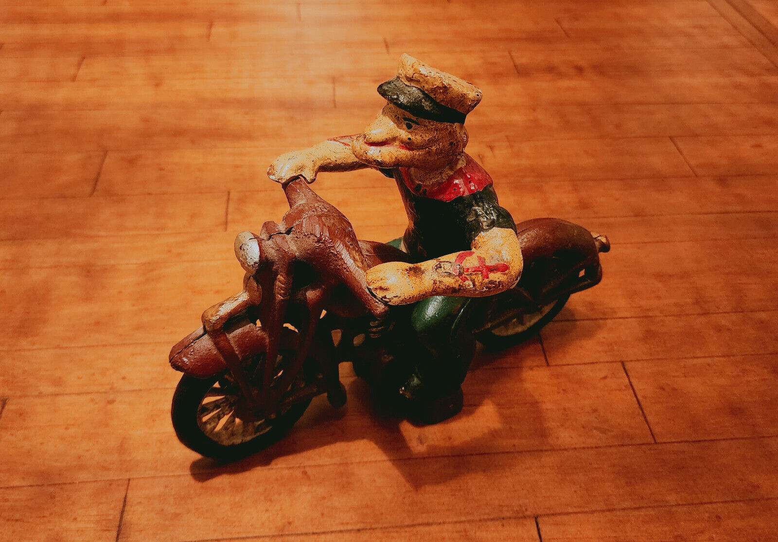 1930's Vintage Hubley Mfg Co. Collectible Cast Iron Popeye on Motorcycle