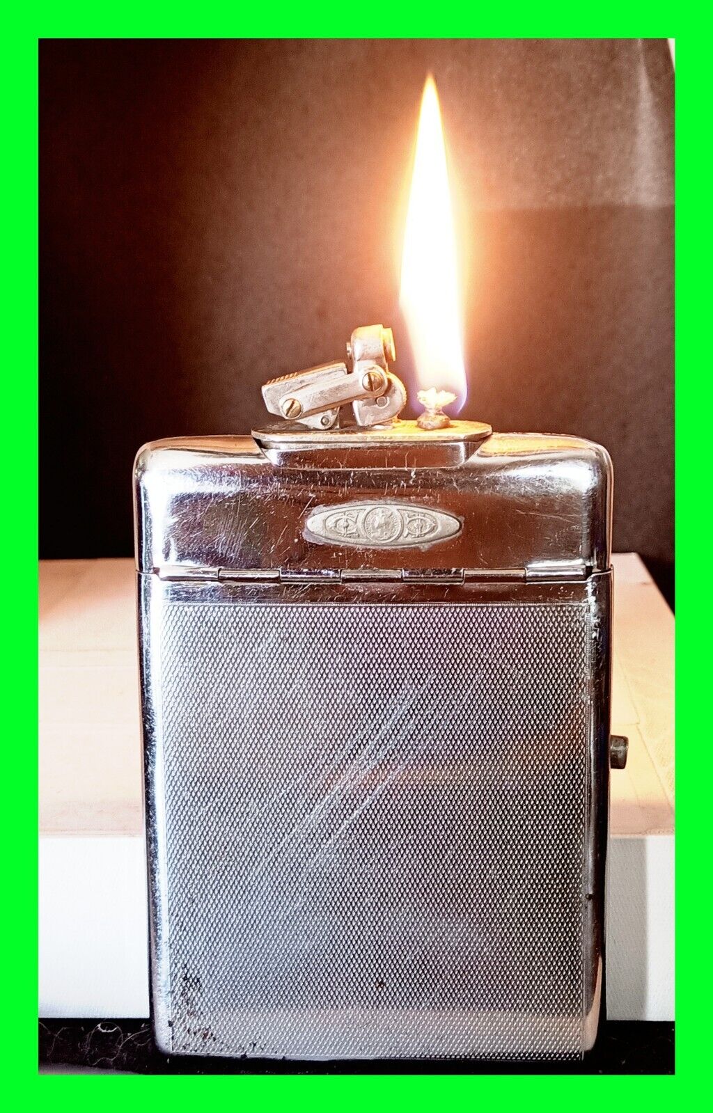 RARE Vintage KW Karl Wieden Petrol Lighter / Cigarette Case w/ French Tax Stamp 