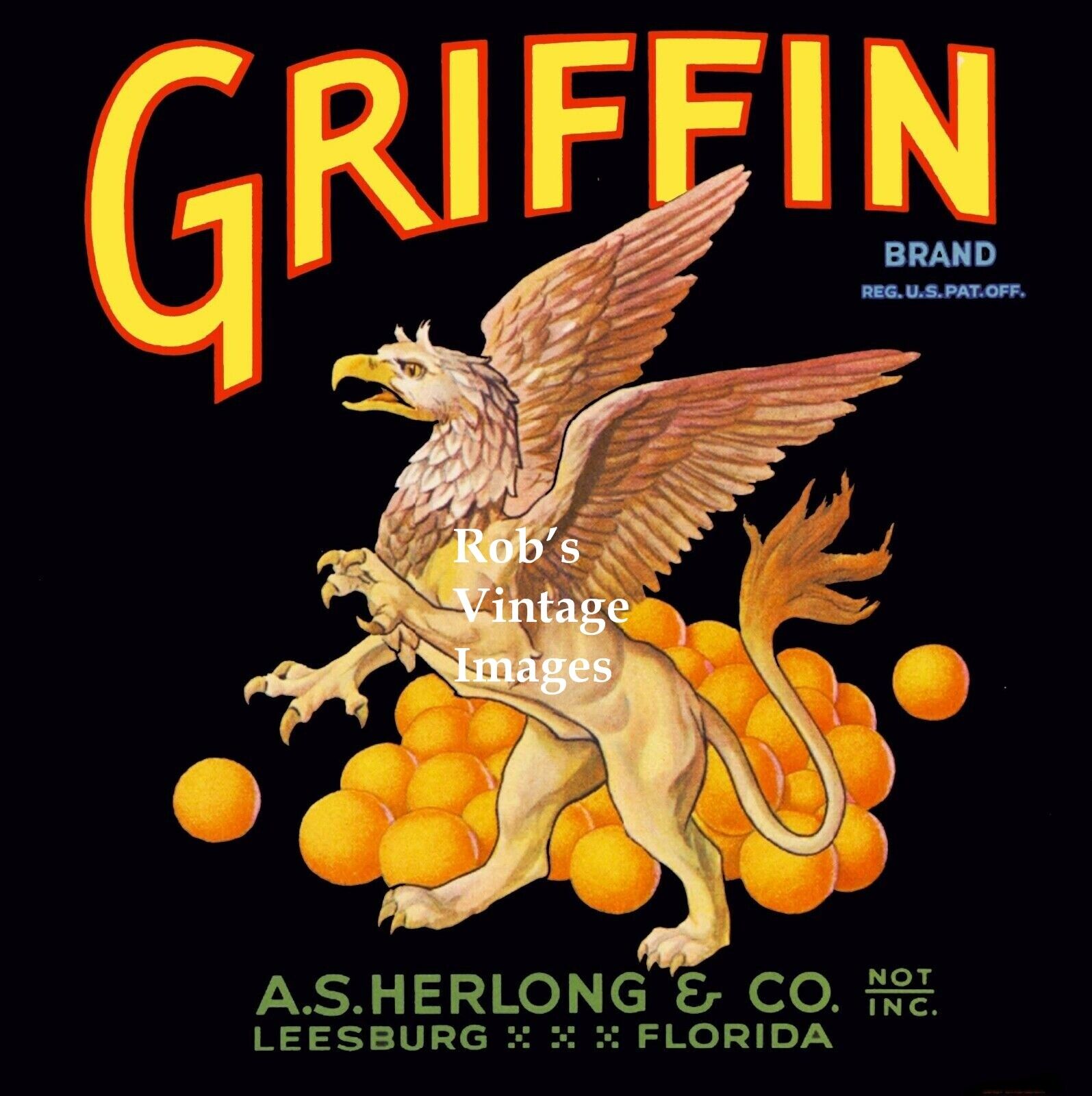  Leesburg Florida Griffin Brand Orange Citrus Fruit Crate Label Art Print