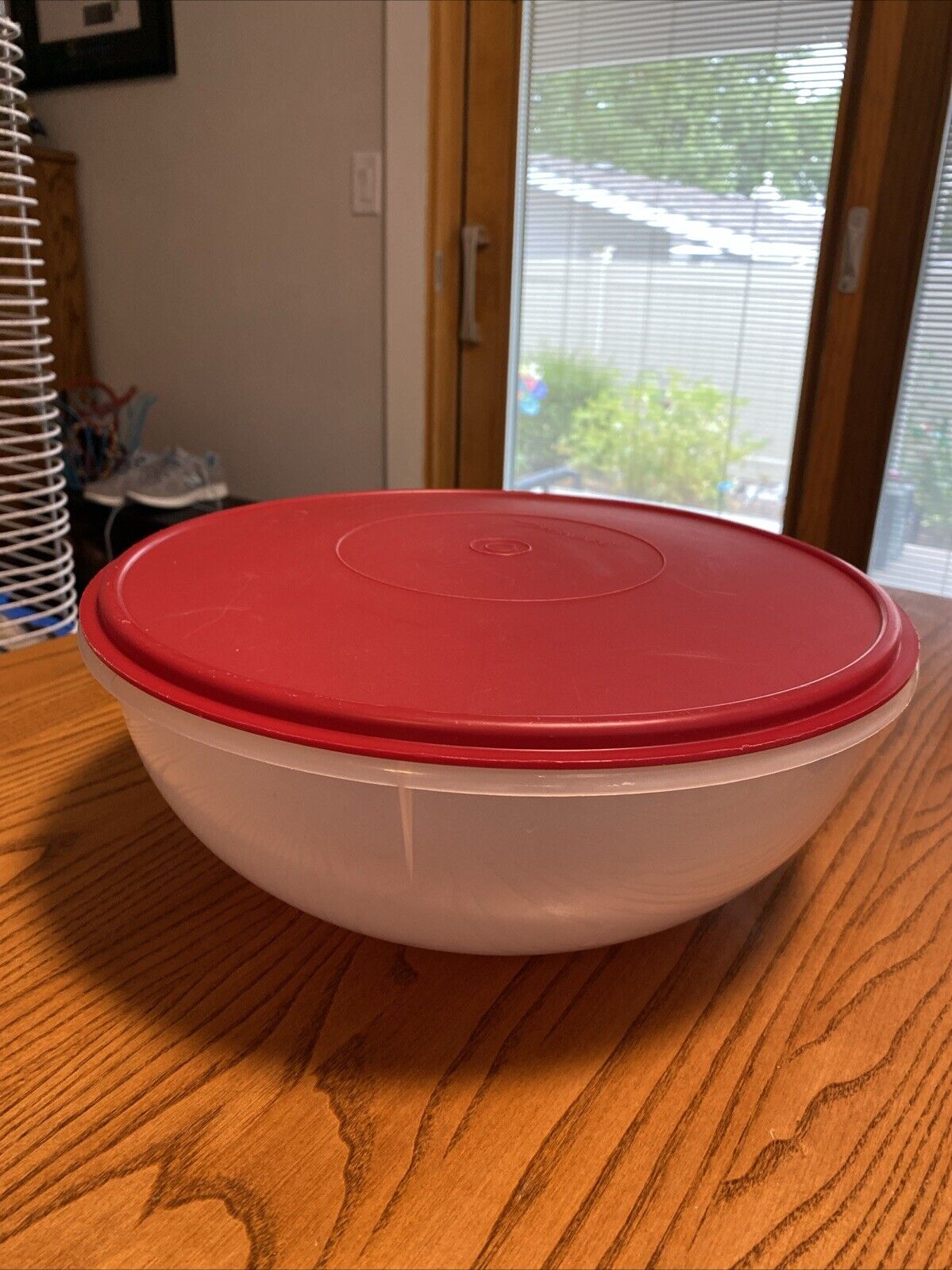 Vintage Tupperware Bowl Clear Large Fix N Mix 274-5 With Red Lid 224  Made USA