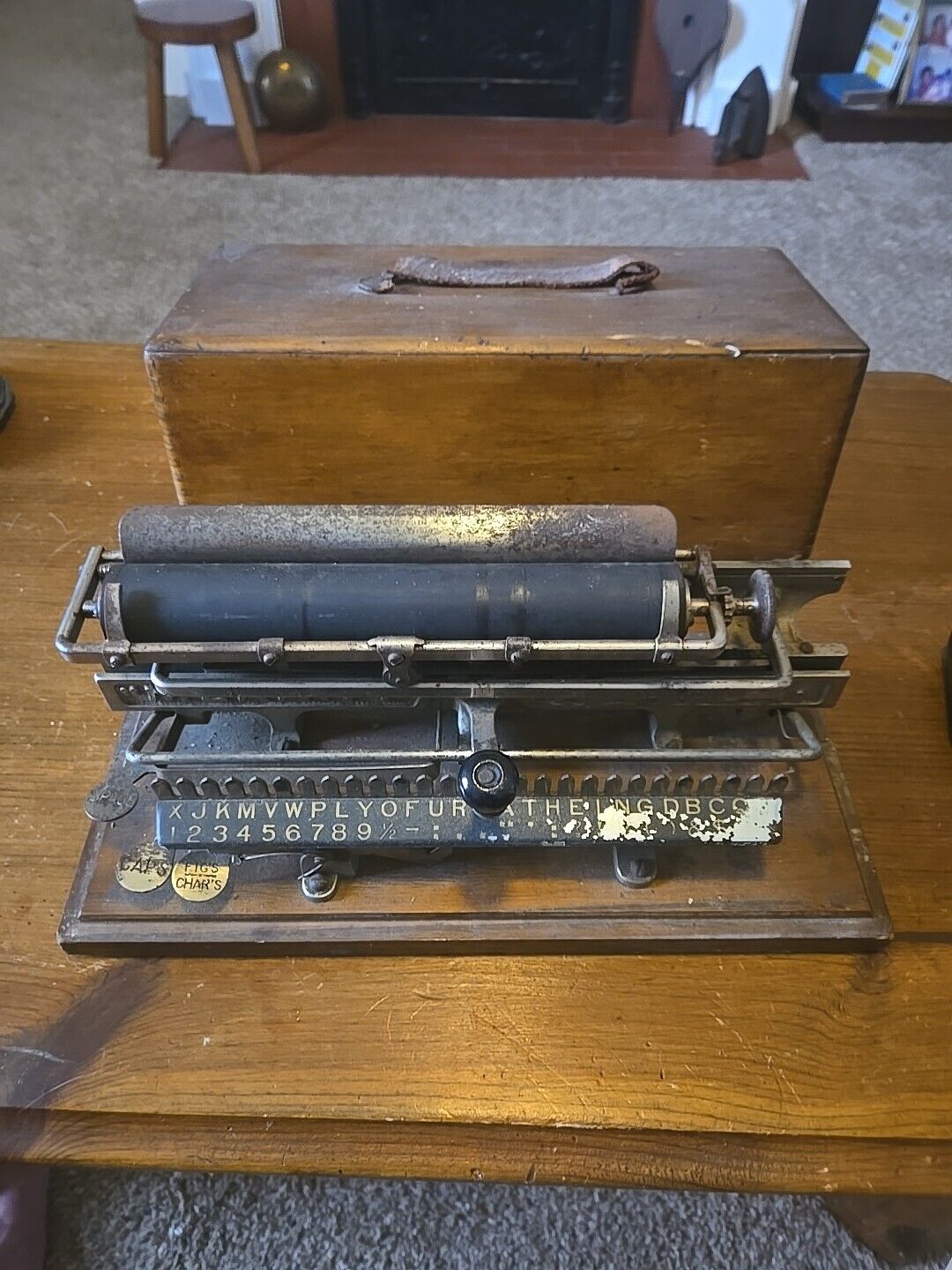 Antique Merritt Typewriter - Circa 1890 USA - Working in  Original Wooden Box