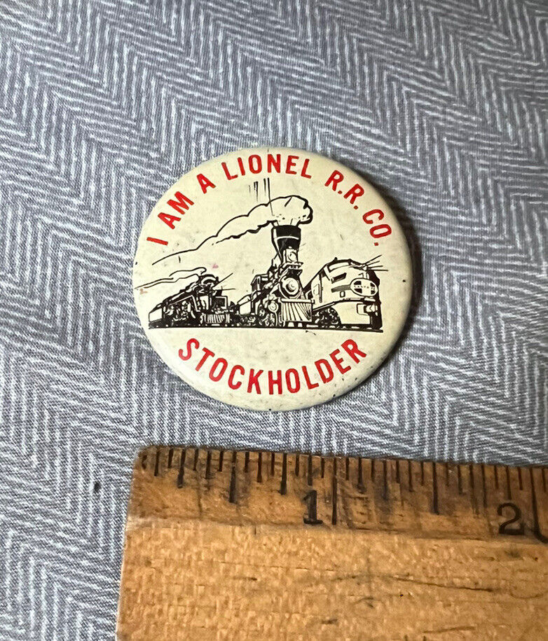 Rare Lionel RR Stockholder railroad trains Pin Button
