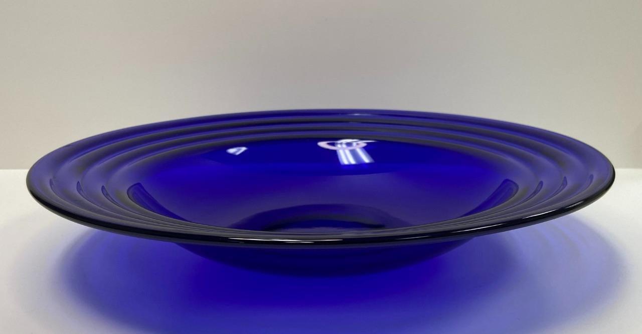 Large Cobalt Blue Wide Rim Serving Bowl, Plant/Fruit/Ornament Holder 14\