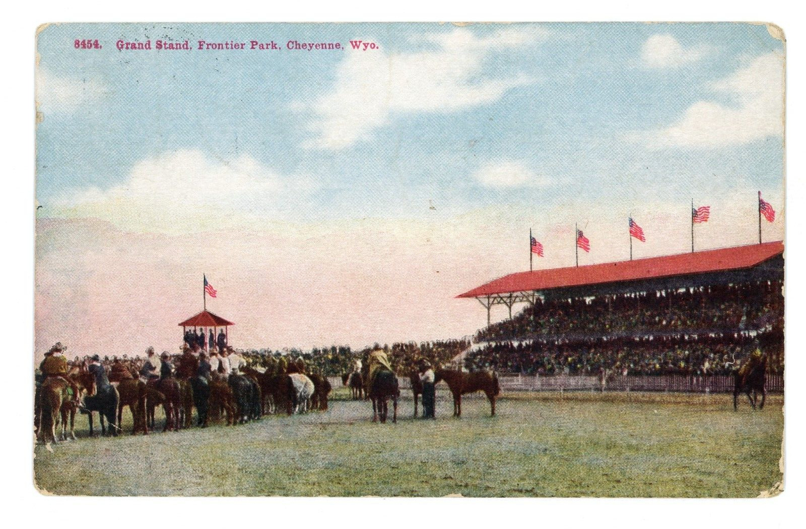 Cheyenne Wyoming Grand Stand Frontier Park Horse Race Track Antique Postcard