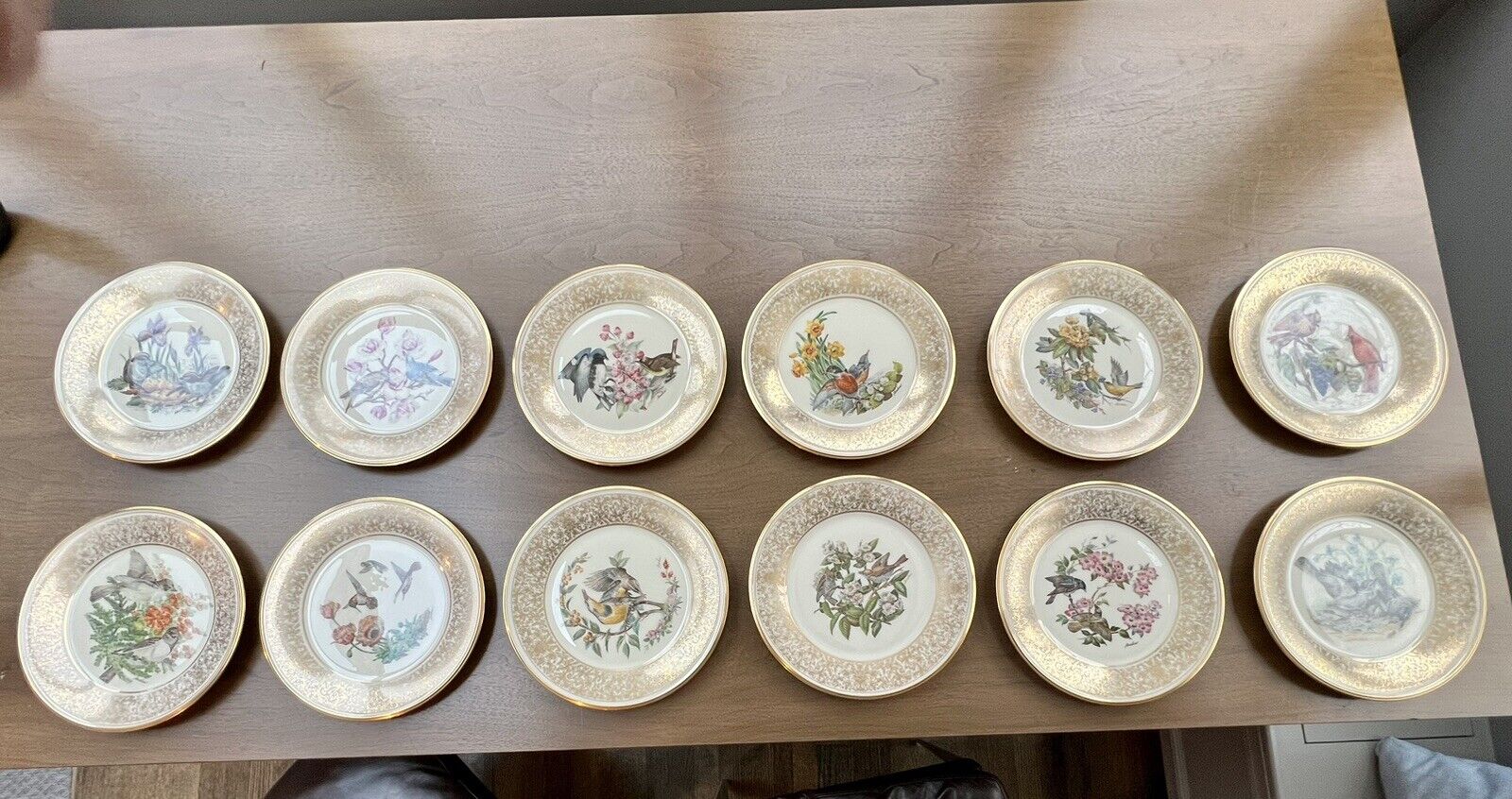 12 Limited Edition 24K Gold Lenox Boehm Bird Plates (perfect Condition)