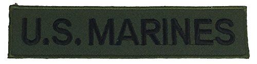 USMC U.S. MARINES NAME TAPE STYLE PATCH OD OLIVE DRAB GREEN BLACK VETERAN 