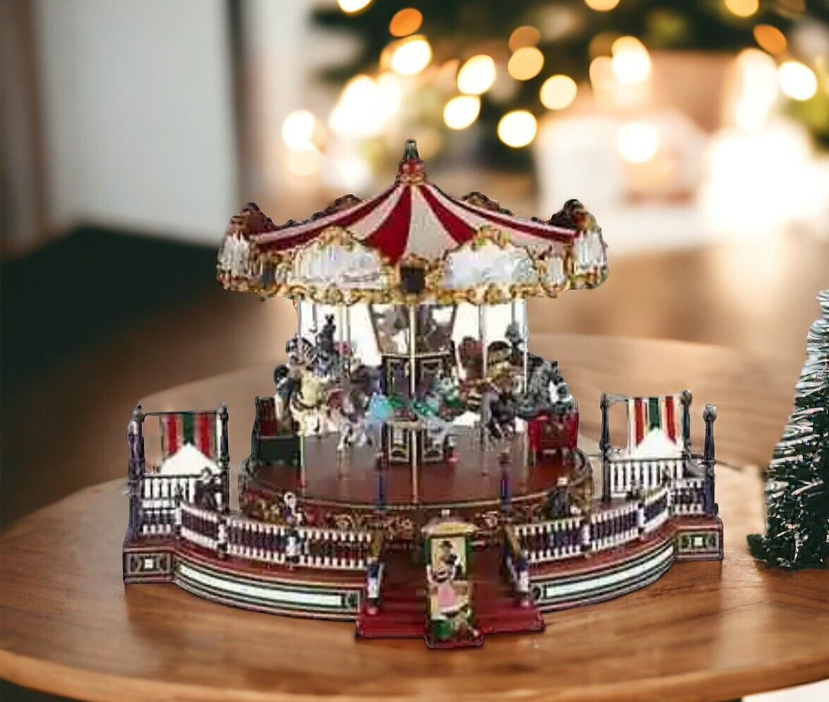 Vintage Mr Christmas ~ 1997  Village Square Musical Carousel ~Plays 30 Songs CIB