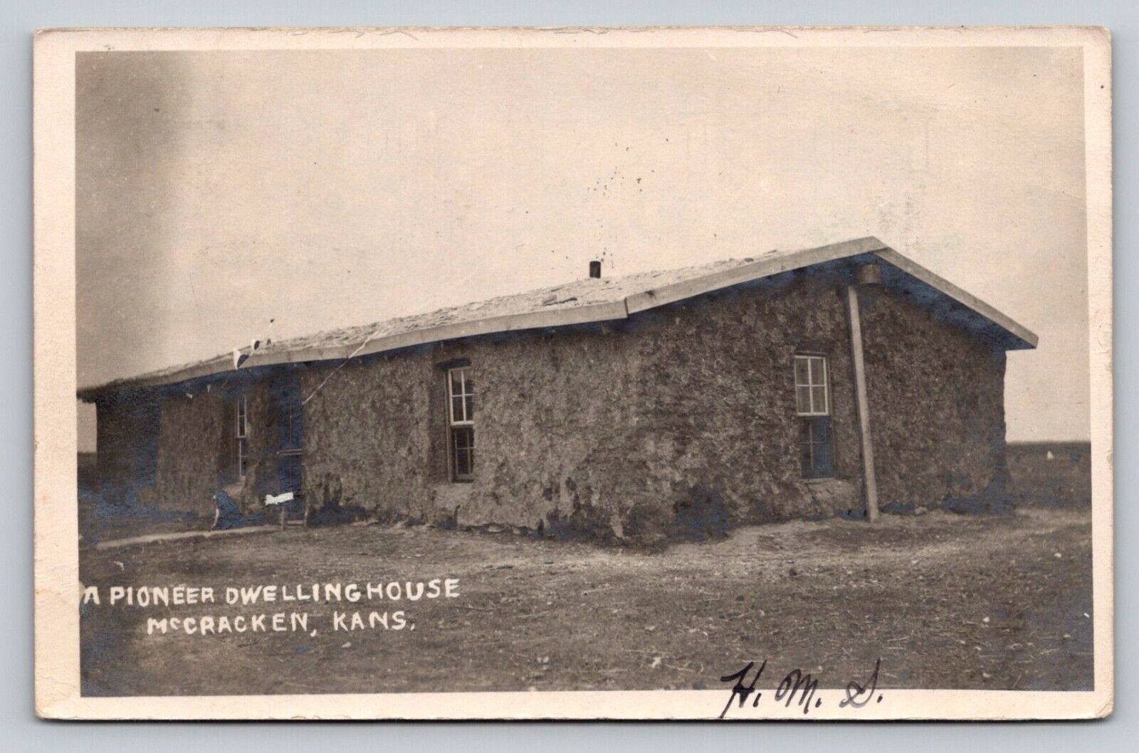 c1908 RPPC Pioneer Dwelling Sod House McCracken  Real Photo Kansas P731