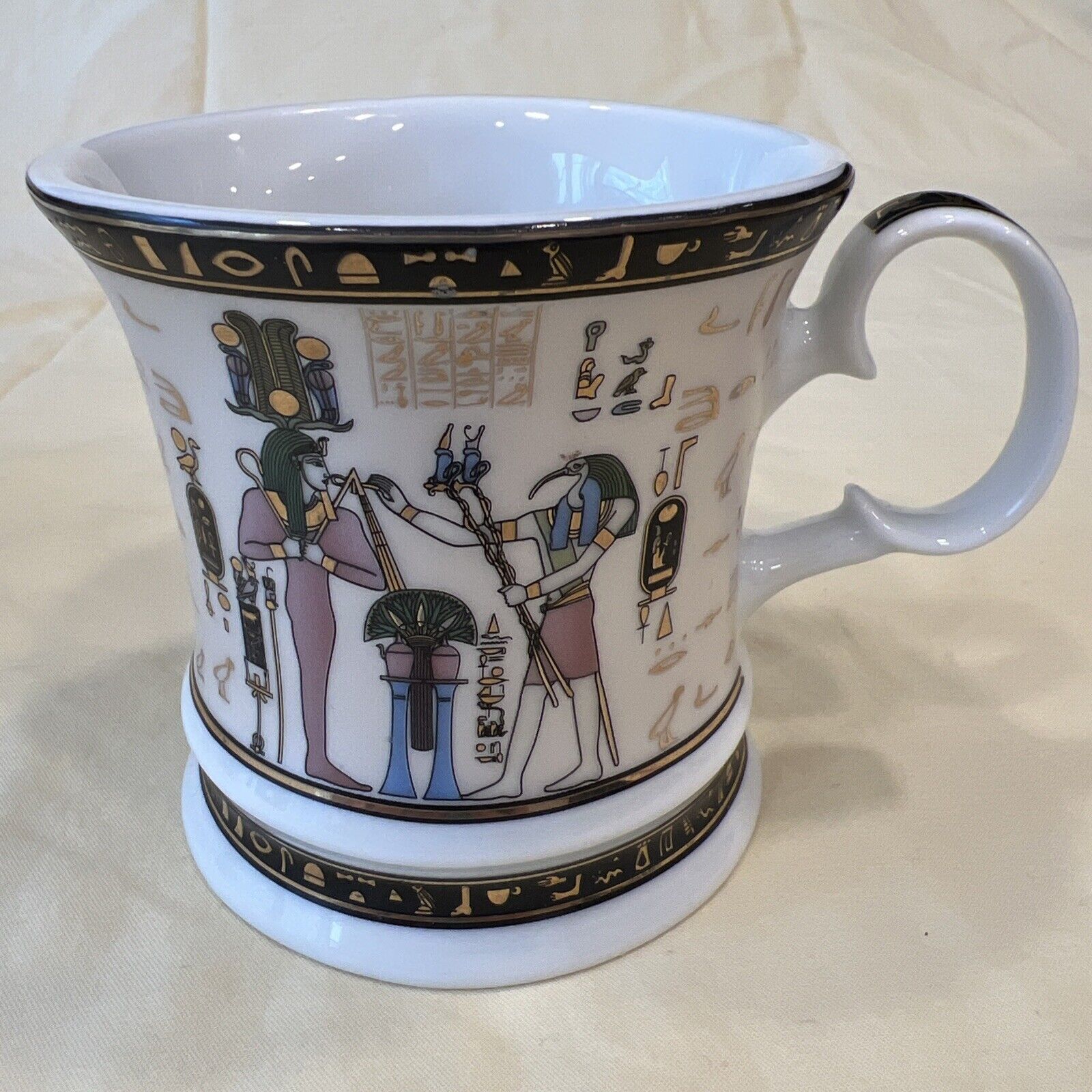 Fathi Mahmoud Egyptian German Porcelain Mug Pharaoh Hieroglyphs w/ Orig Box