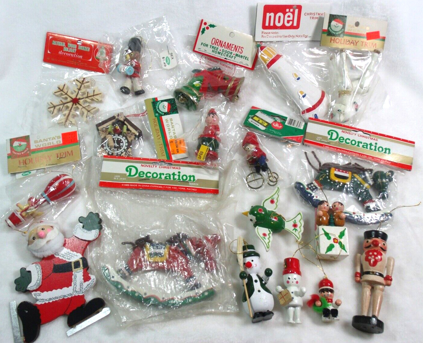 Vintage Lot of Kurt Adler Christmas Wooden Ornaments New in Packages