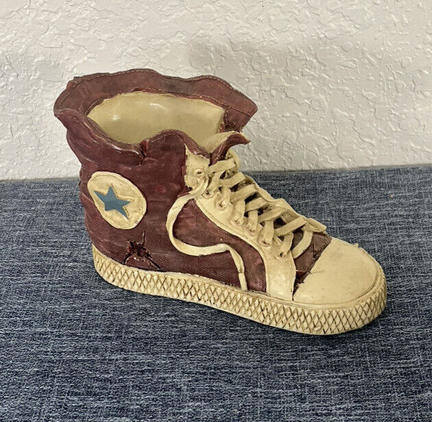 Vintage Ceramic Red Converse Tennis Shoe All Stars High Top Planter