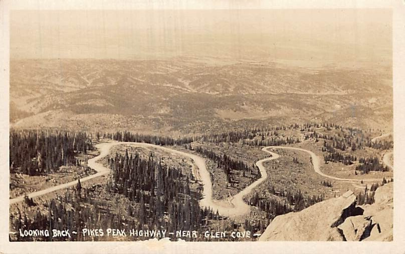 Postcard CO: RPPC Pikes Peak Highway near Glen Cove, Colorado, Vintage B&W Photo