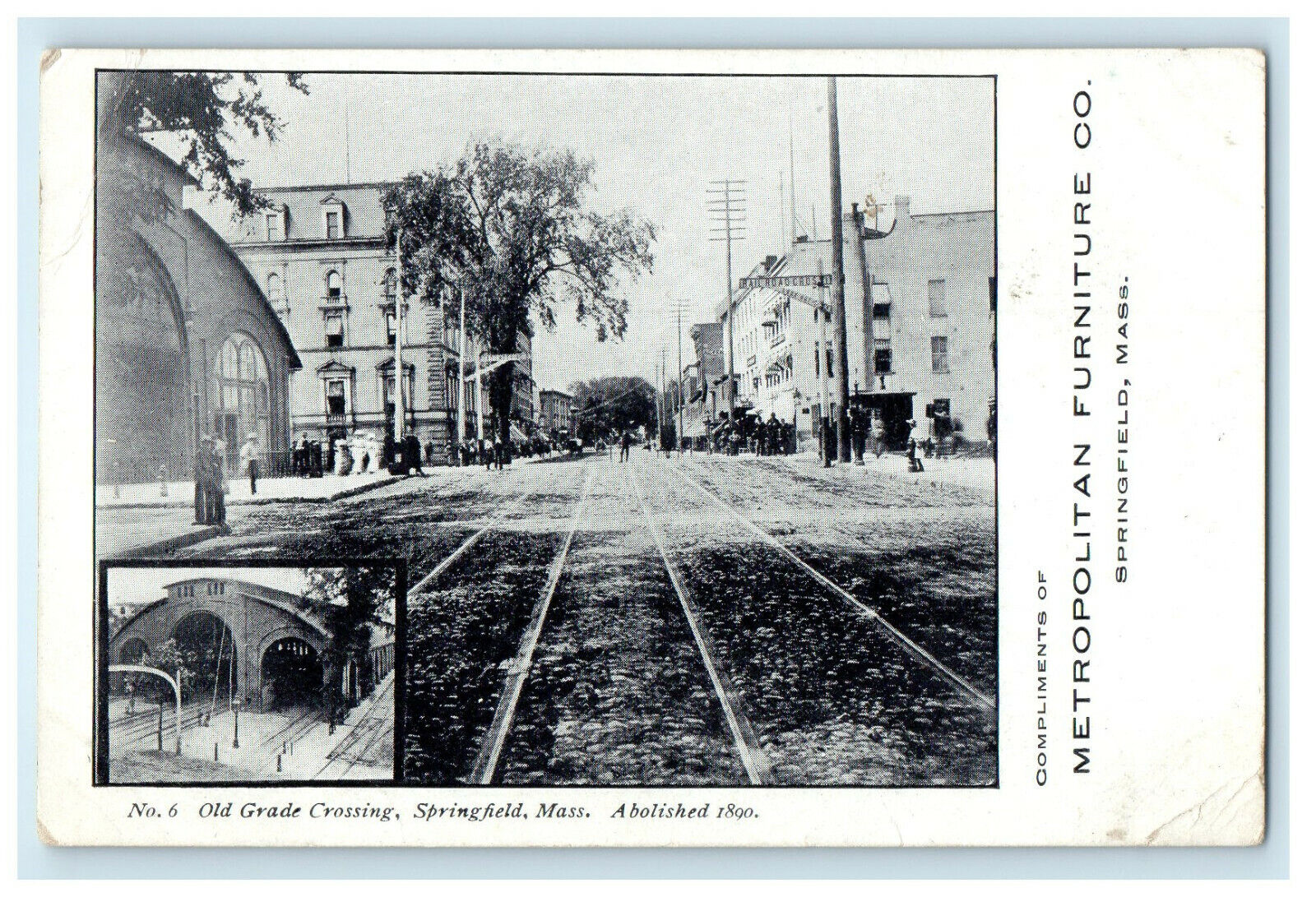 c1905s Old Grade Crossing, Springfield MA Advertising Antique Postcard