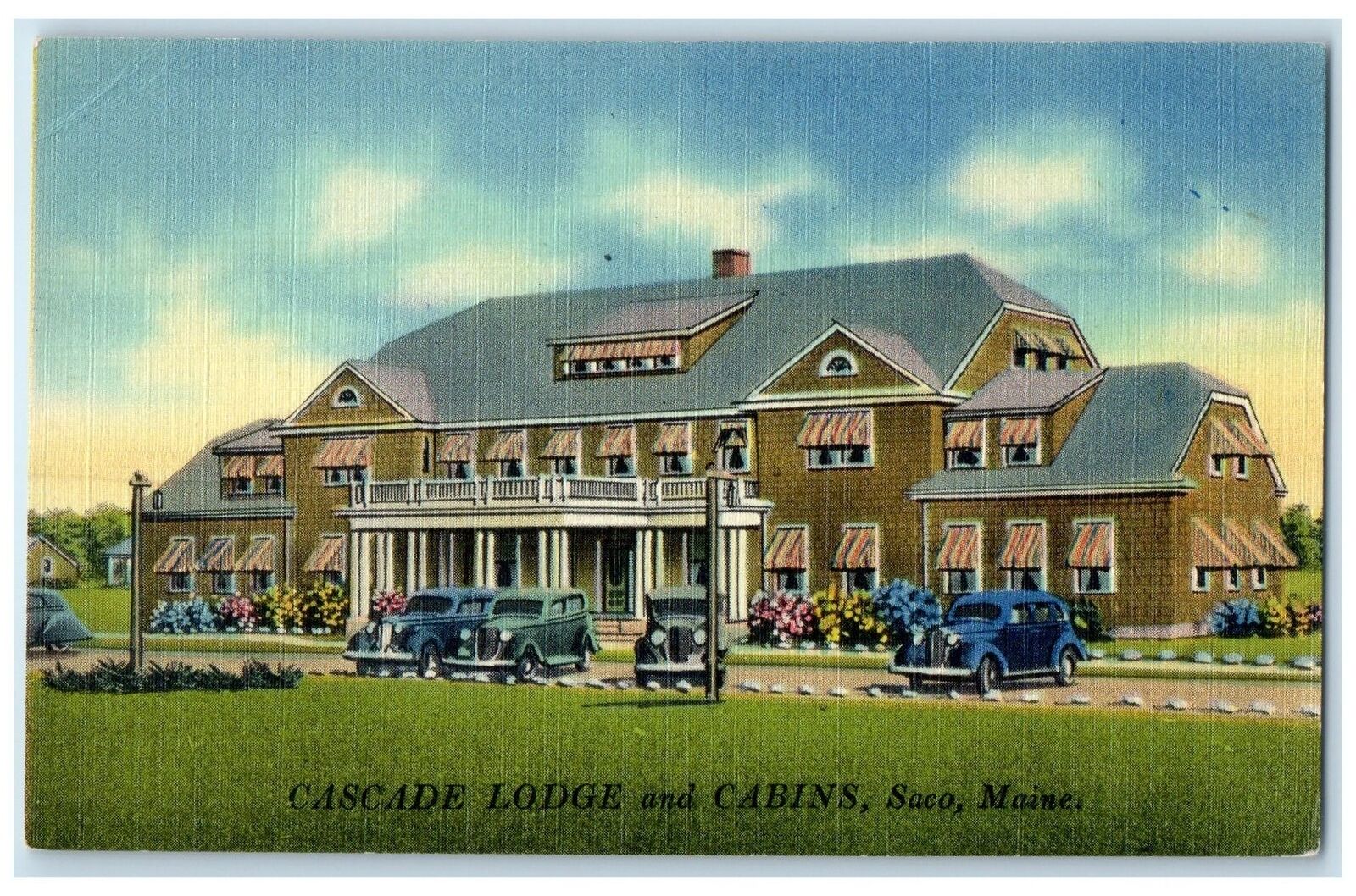 c1940's Cascade Lodge & Cabins Hotel & Restaurant Saco Maine ME Vintage Postcard