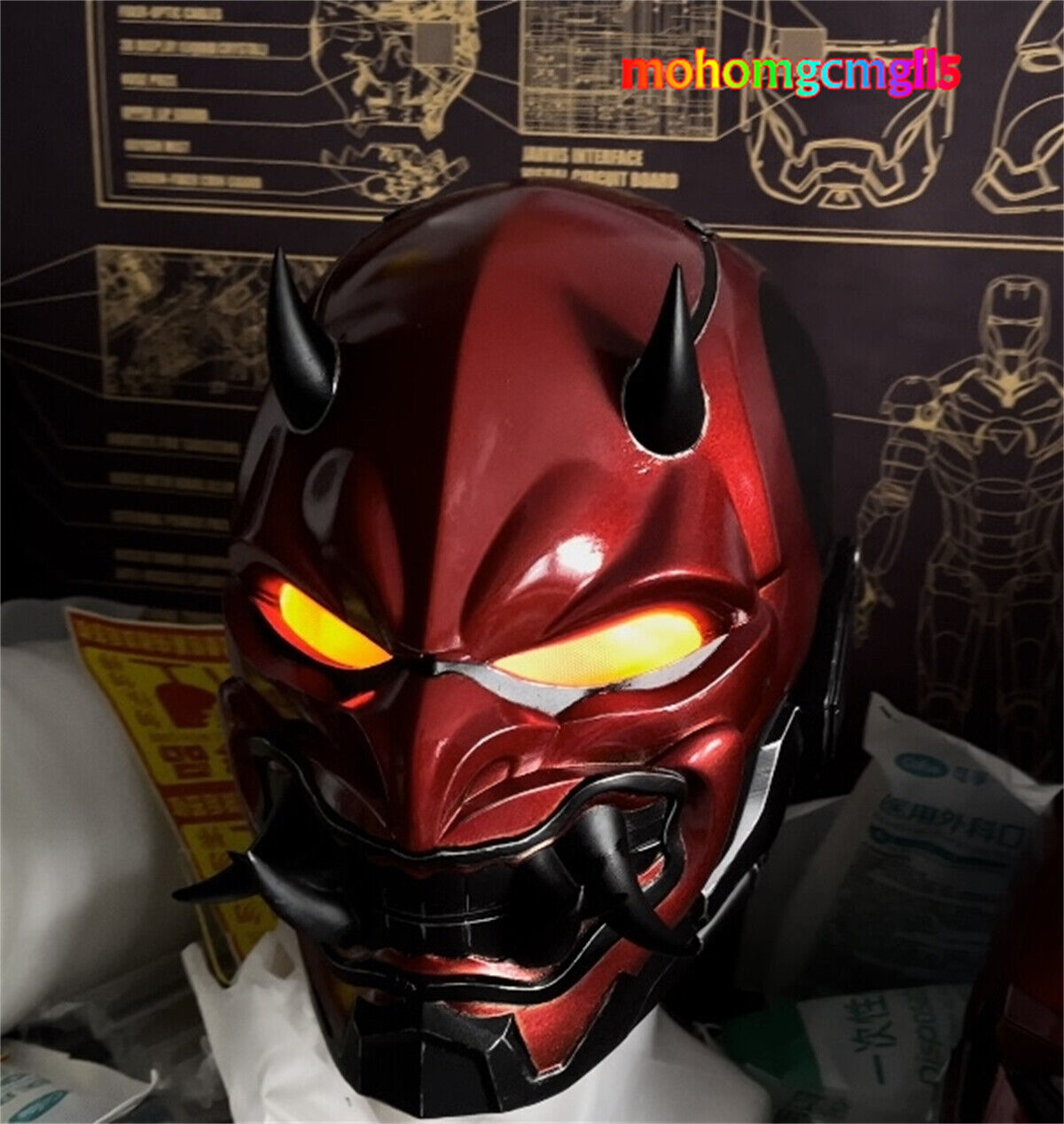 DC Comics Red Hood Evil Oni Noh Hannya Cosplay Mask Helmet Eyes Light up Collect