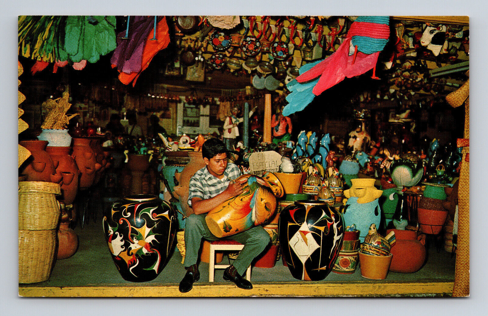 Pottery Painter Shop Avenida Revolucion Revolution Main Street Mexico Postcard