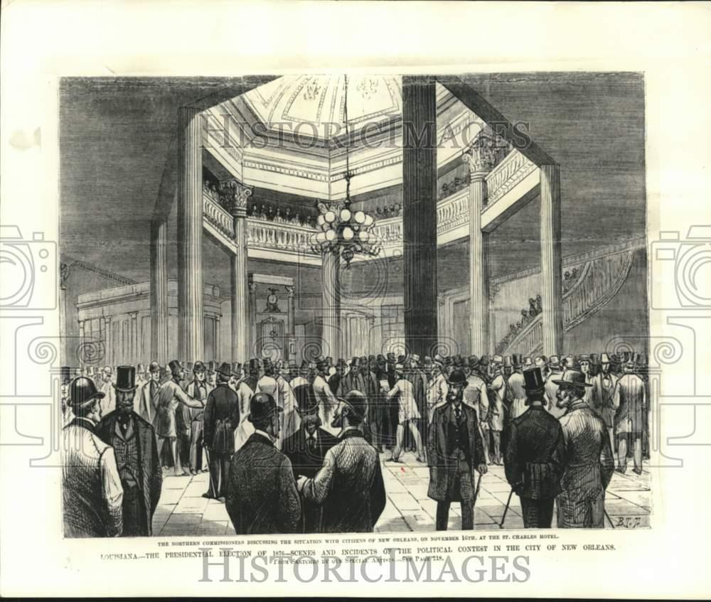 1876 Press Photo Drawing Of Presidential Election voters in New Orleans