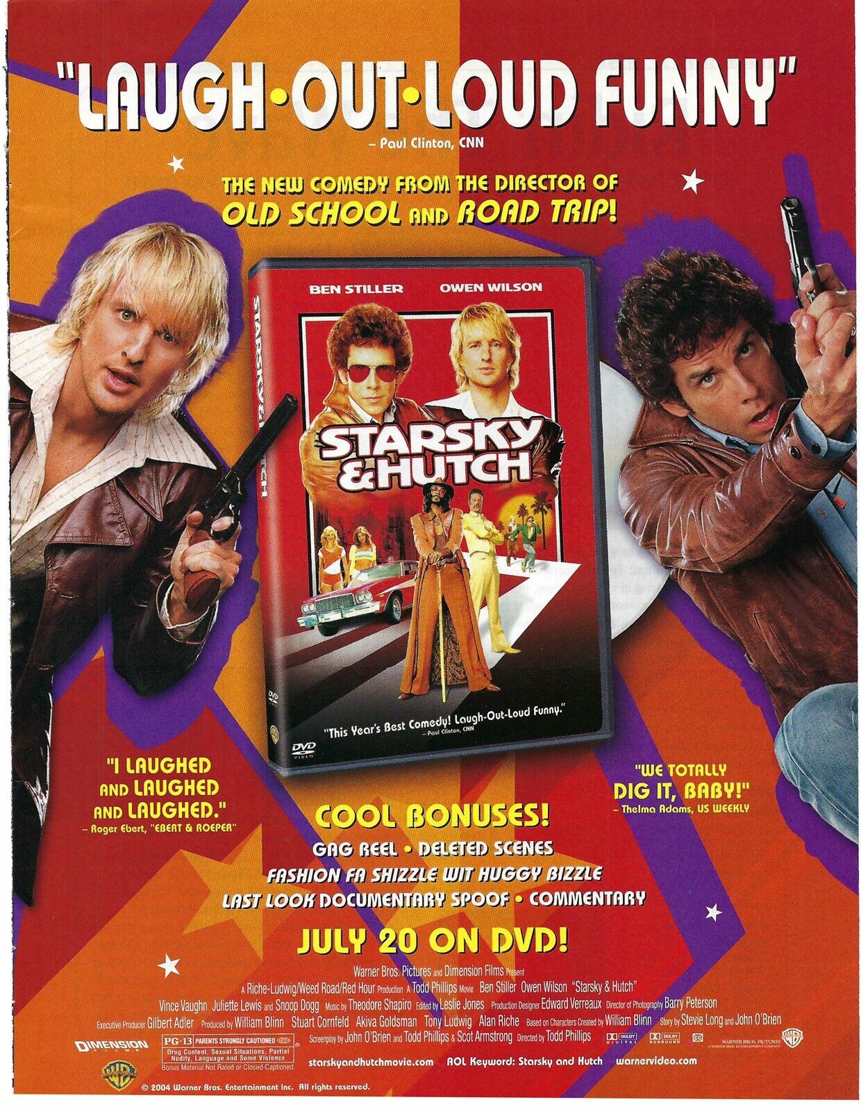 2004 Starsky & Hutch Comedy DVD Ben Owen Wilson Vintage Magazine Print Ad/Poster