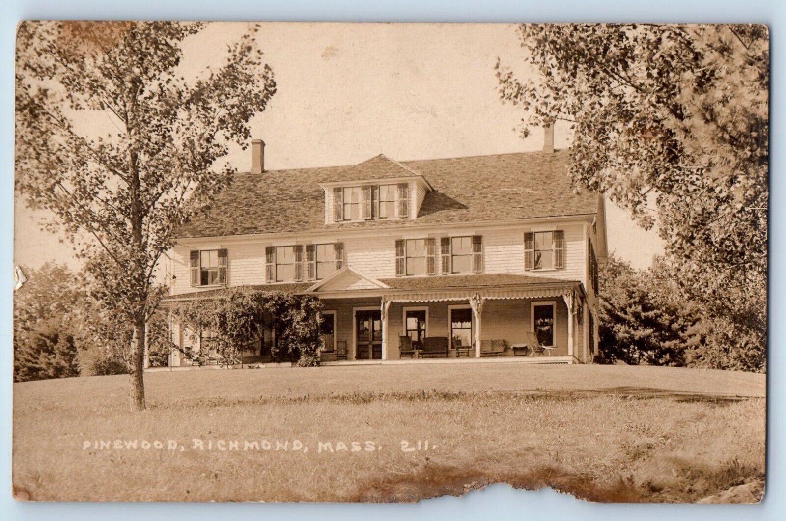 Richmond Massachusetts MA Postcard RPPC Photo Pinewood House Building c1920's