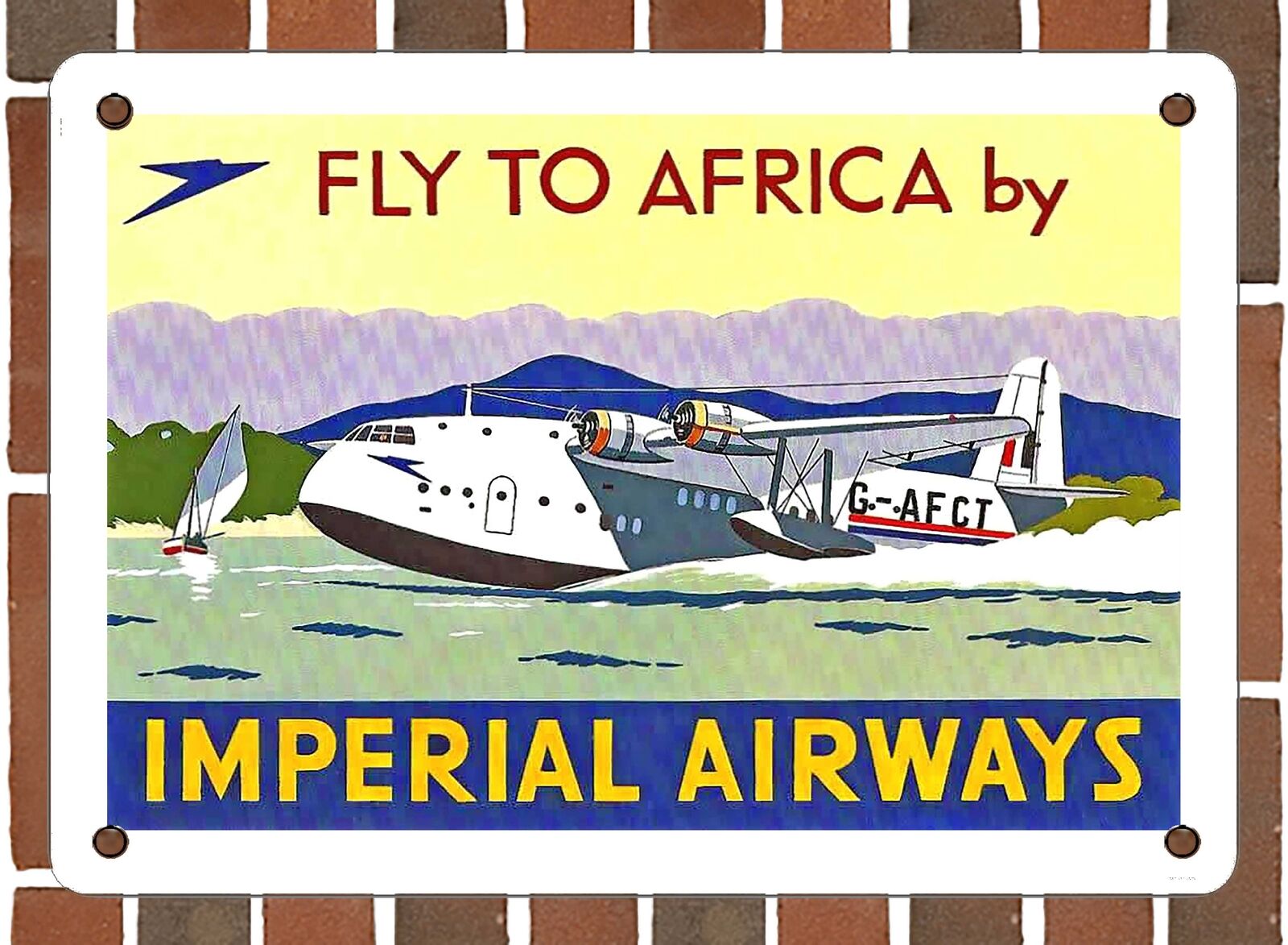 METAL SIGN - 1937 Fly to Africa by Imperial Airways - 10x14 Inches
