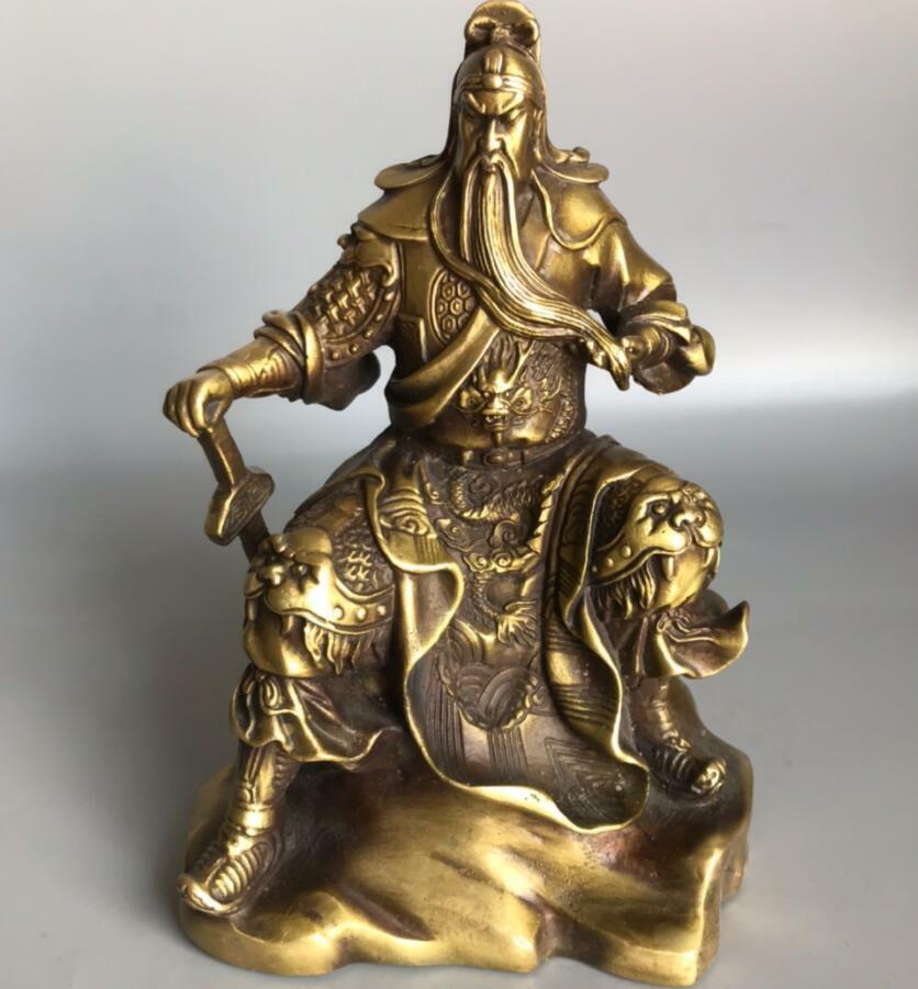 Chinese Antique Collection Guan Gong Statue Home Decoration Desk Ornament