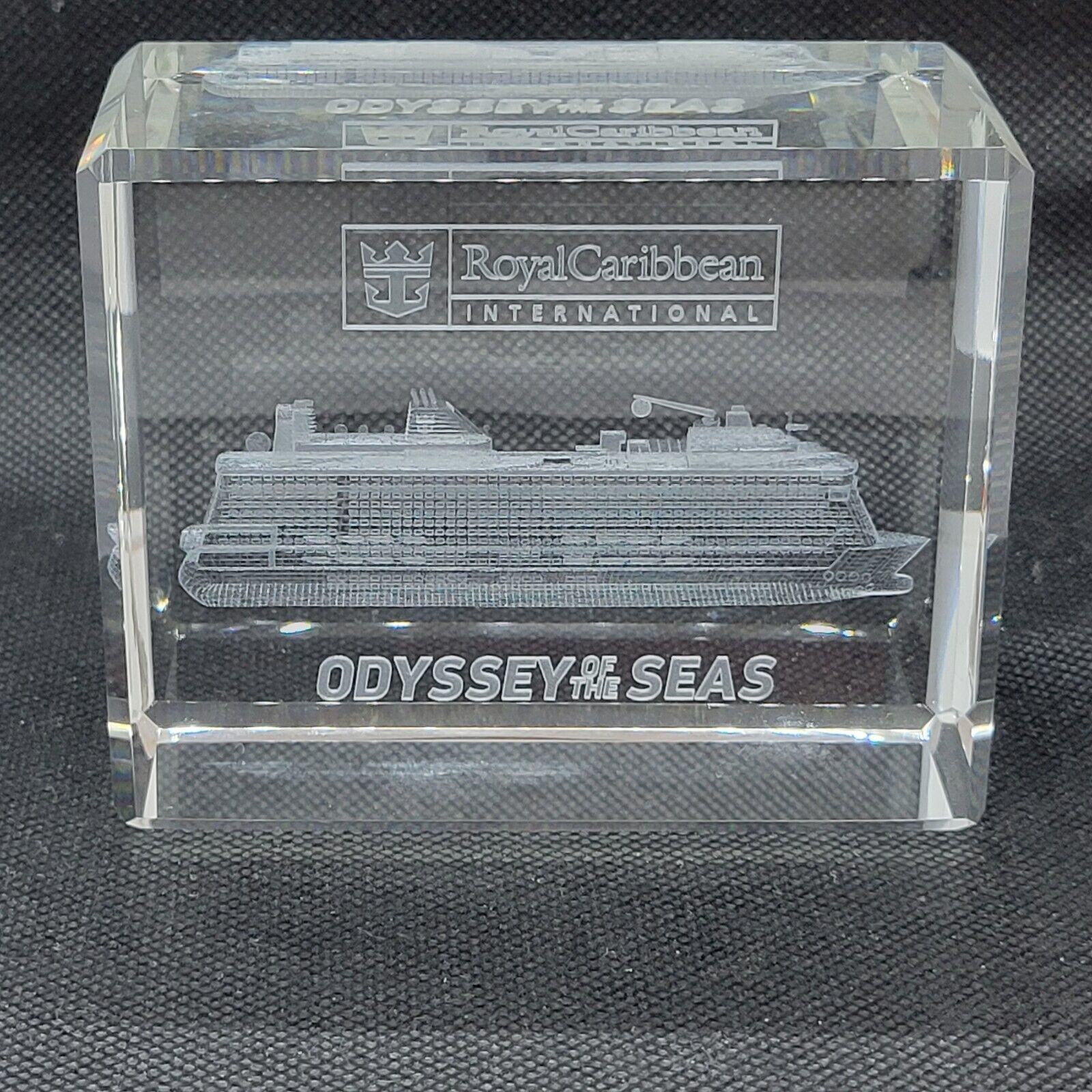 Royal Caribbean 3D Etched Crystal Block ODYSSEY OF THE SEAS