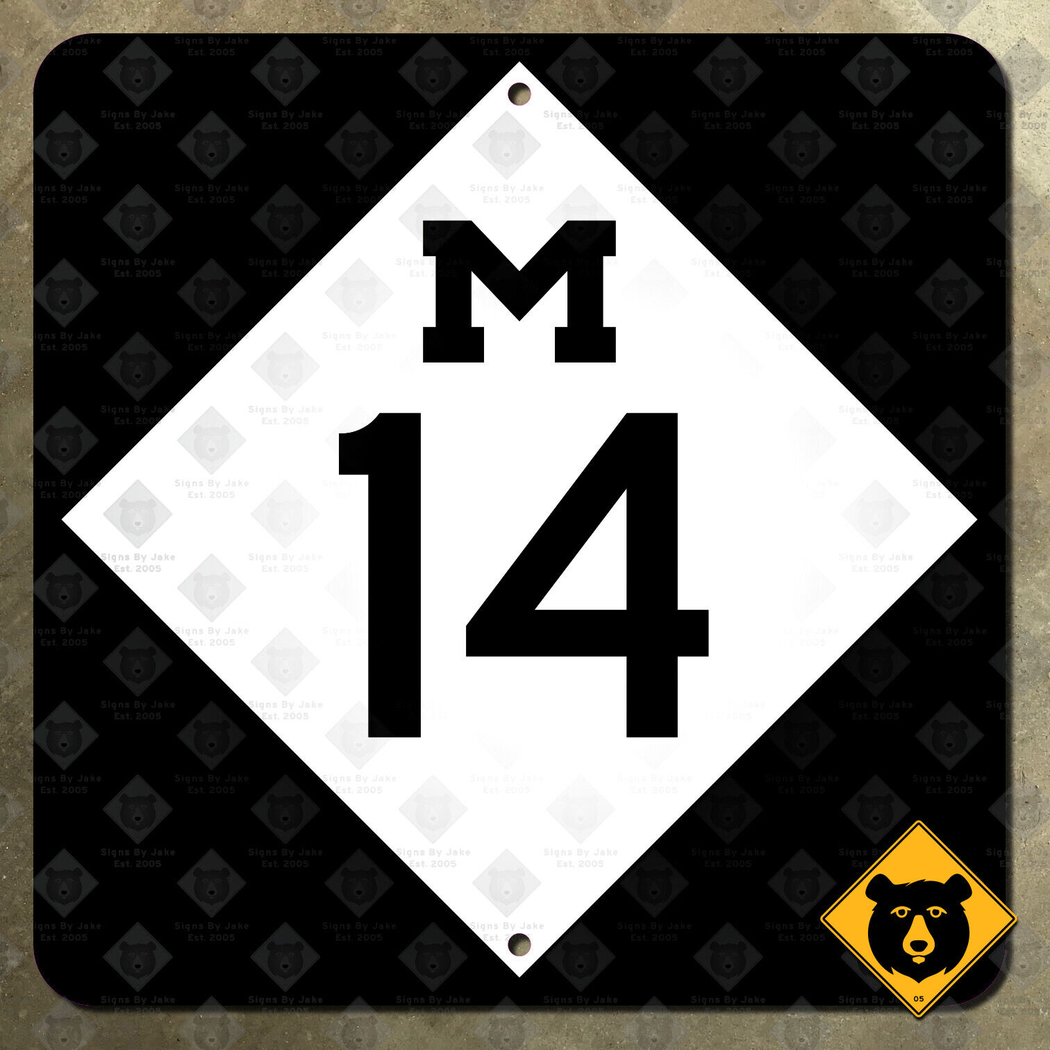 Michigan state route M-14 highway road sign Ann Arbor 1973 16x16