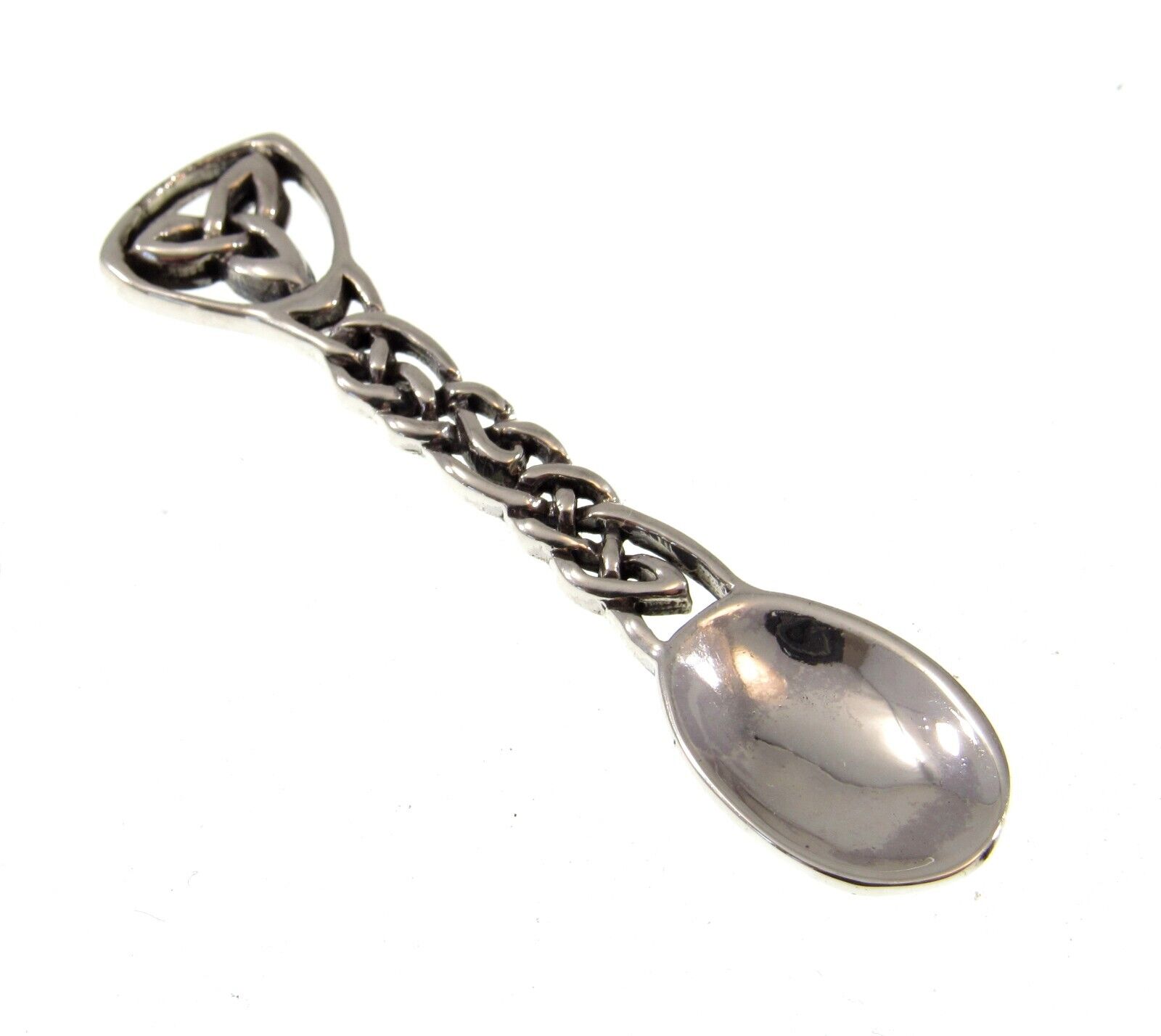 Handcrafted Solid 925 Sterling Silver Celtic Trinity Knot Salt Spoon 