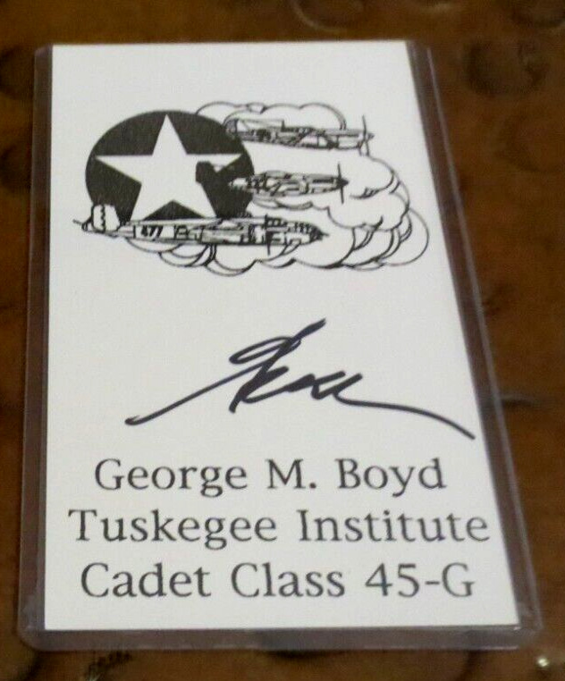 George Boyd Tuskegee Airmen signed autographed 3x5 index card WW2 Korea Vietnam