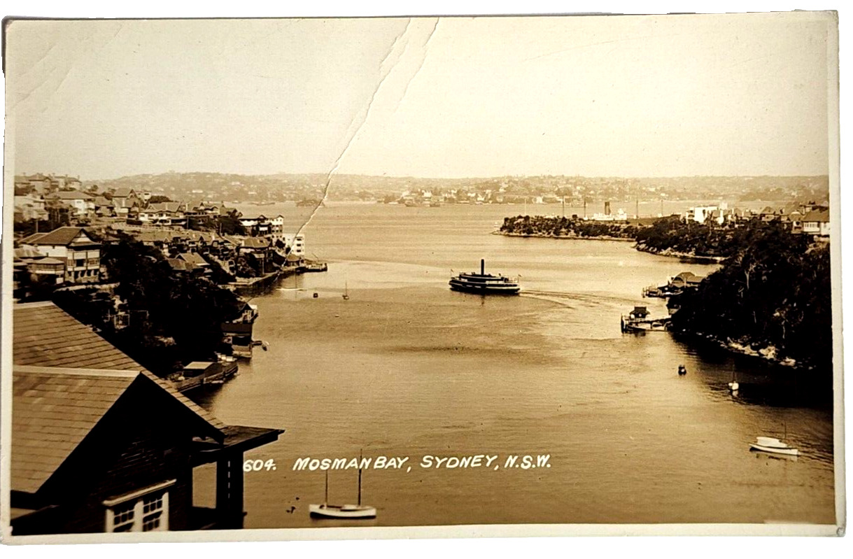 Postcard Mosman Bay Sydney, N.S.W. Wellington, New Zealand 1935 RPPC