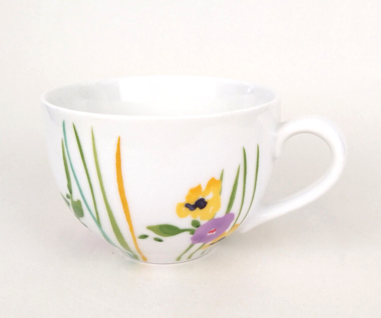 Anthropologie Verdant Acres Large Coffee Mugs/ Tea Cups, Floral Poppy Pattern