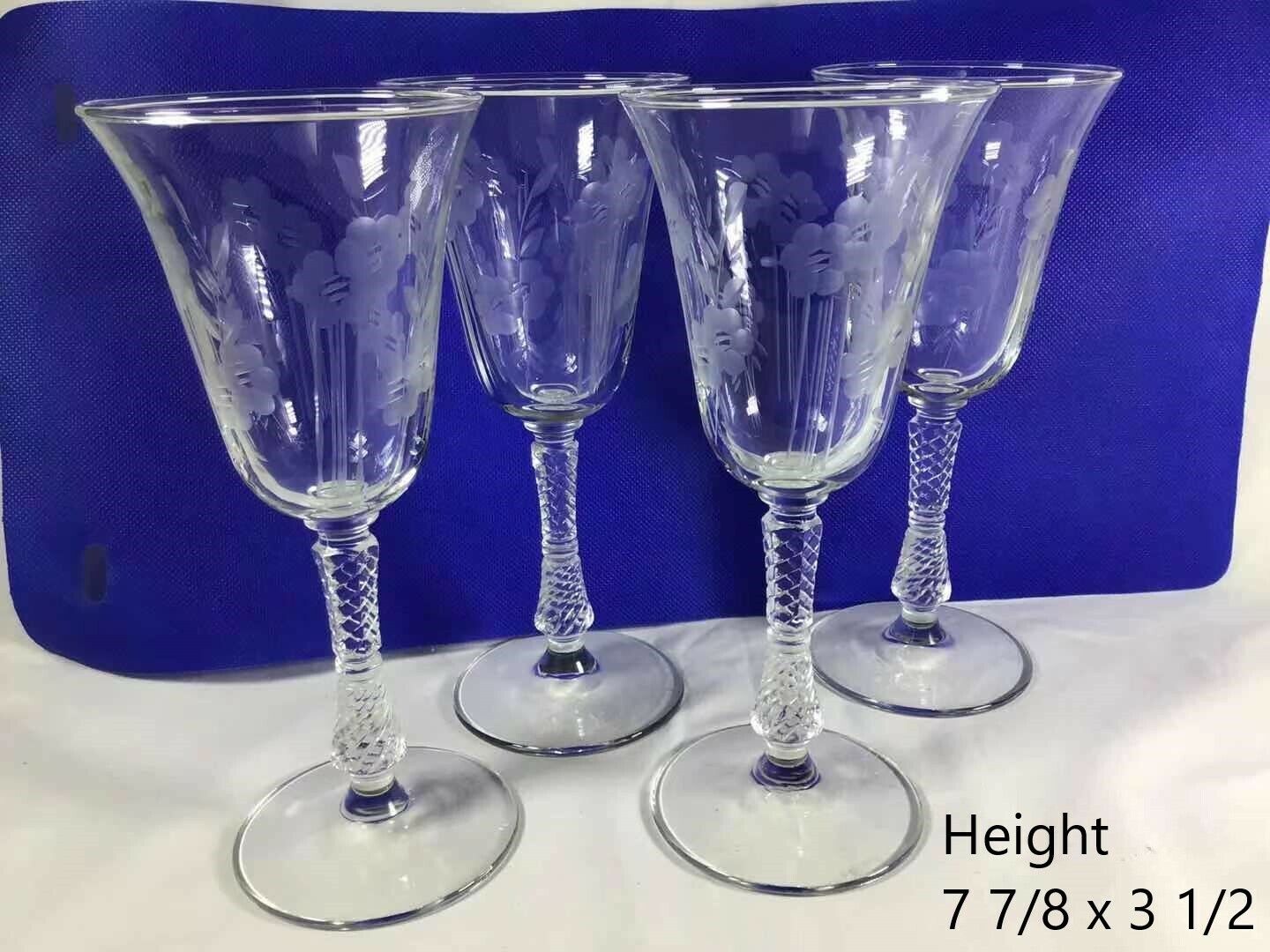 4pc Gorgeous Antique Mid 20th Century Artistic Cut Wine And Champagne Glassware
