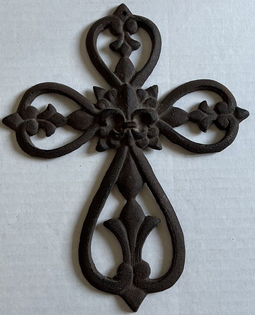 Cast Iron Metal Cross Interior/Exterior Use  10” x 8” Celtic Design Religious