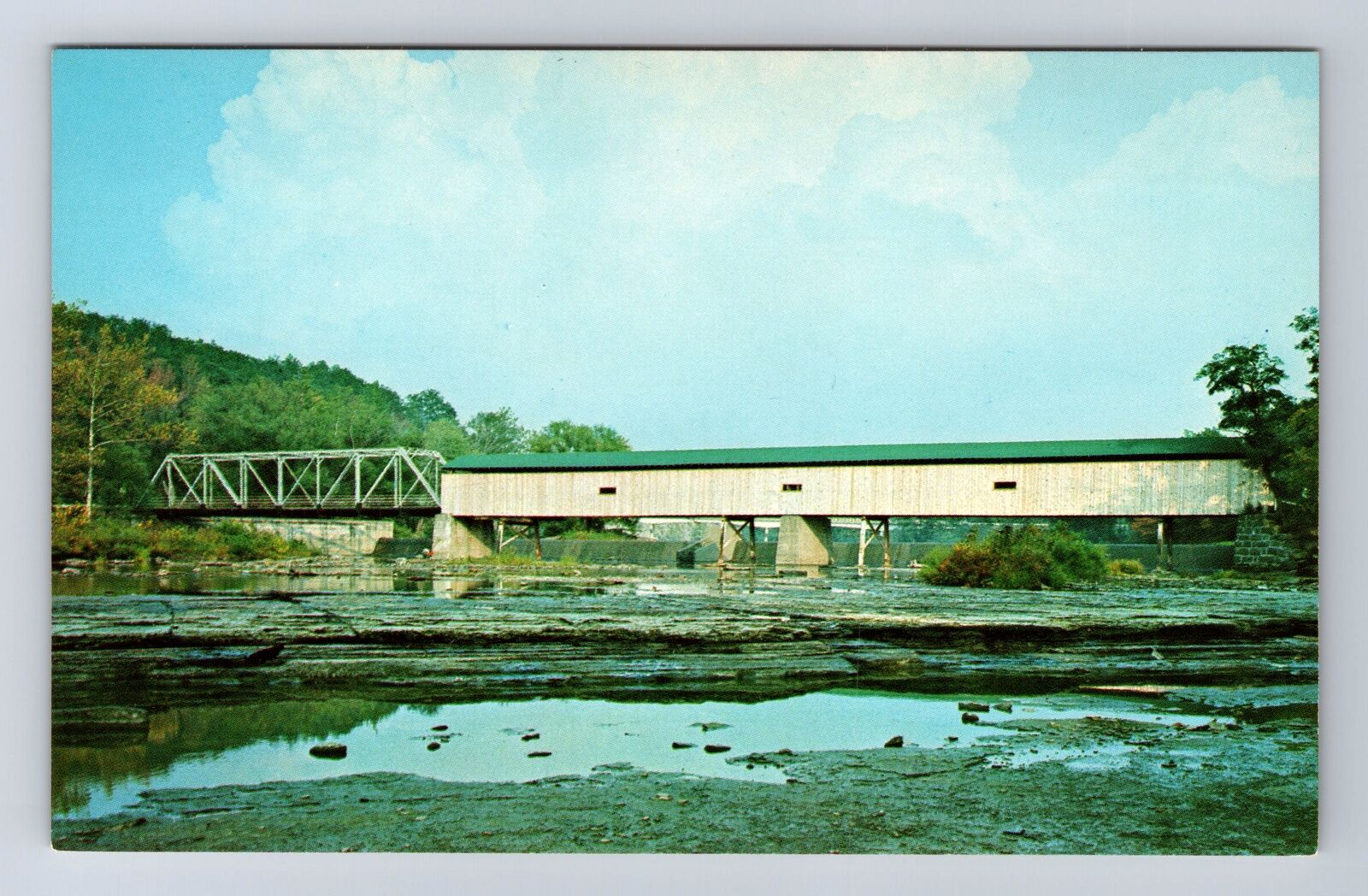 Harpersfield OH-Ohio, Grand Bridge, Grand River, Antique Vintage Postcard