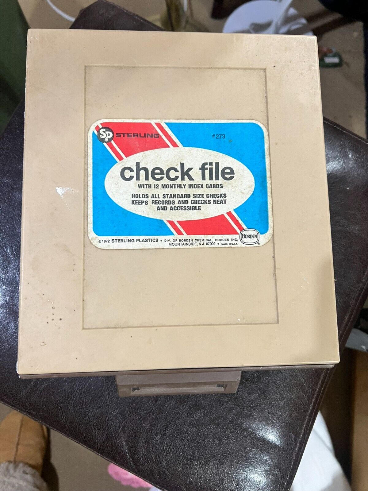 Vintage 70s Check File Box Sterling Plastics Card File Organizer