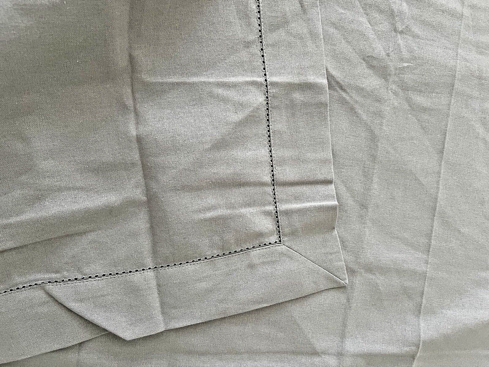 Vtg WILLIAMS SONOMA Tablecloth Gray Grey Single Hemstitch Rectangle 84x62