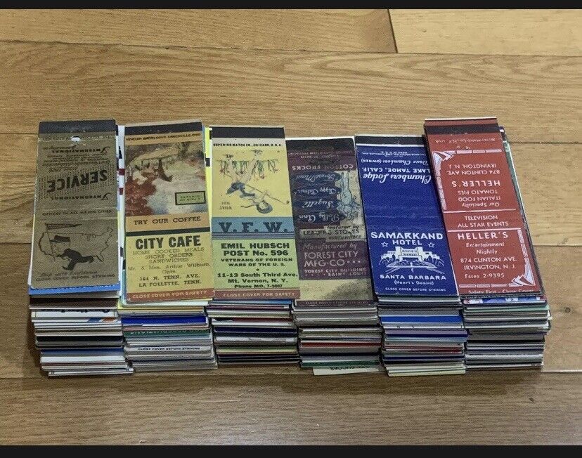Vintage Matchbook Lot Huge Collection ALL ERAS 50+ Random Fun Variety Matchcover