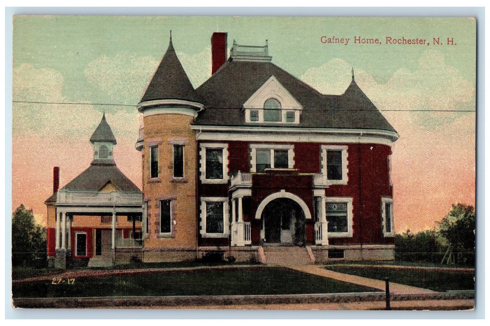 c1950 Gafney Home View House Stairs Terrace Rochester New Hampshire NH Postcard