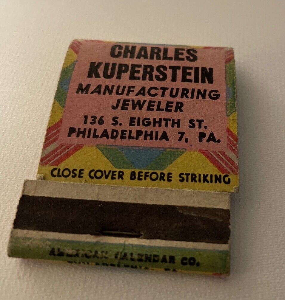Vtg  1940’s-1950’s Matchbook Charles Kuperstein Mfg. Jewelry Full Unstruck