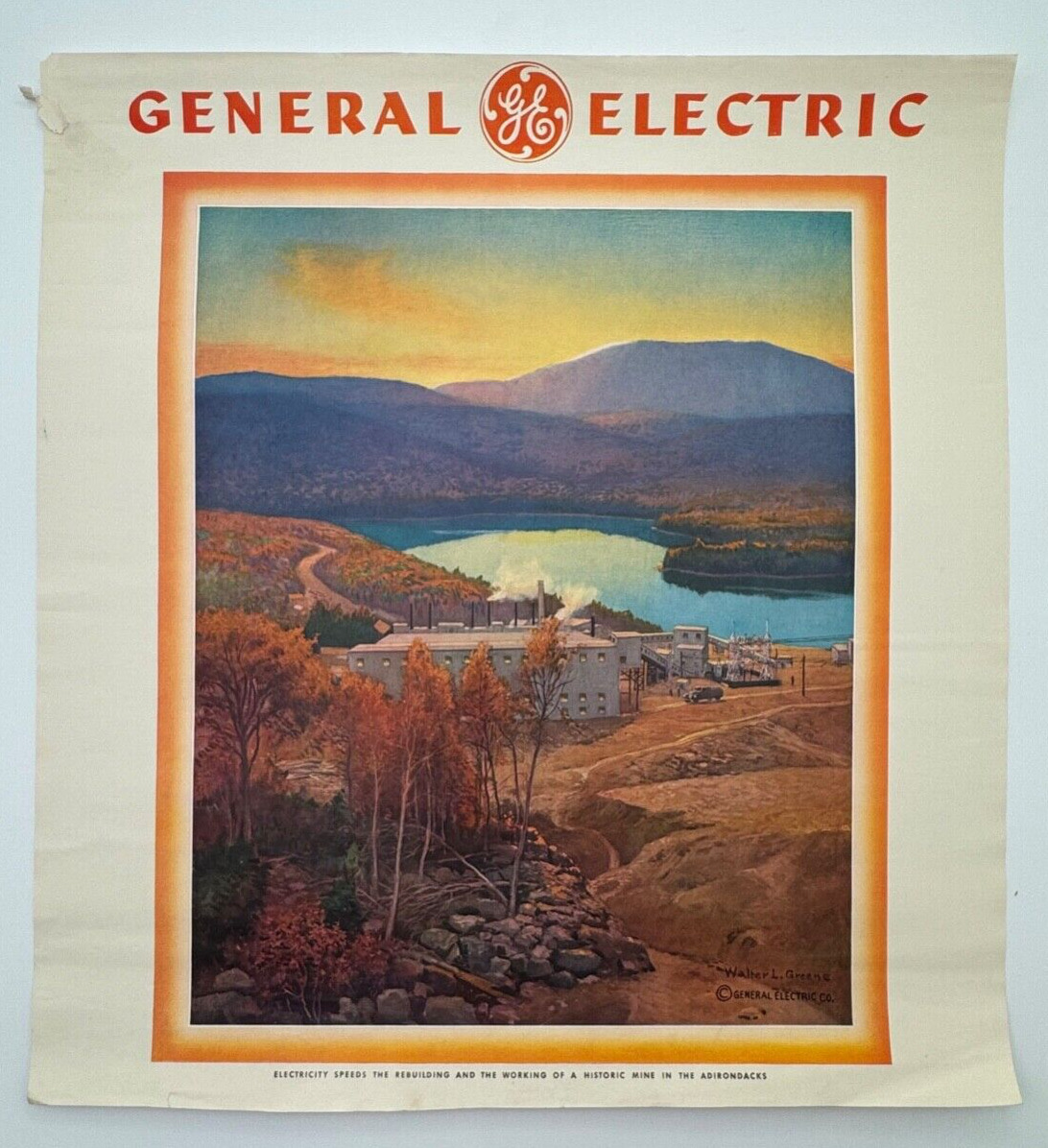 Vintage 1930s-40s Walter L Greene General Electric GE Calendar Print Adirondacks