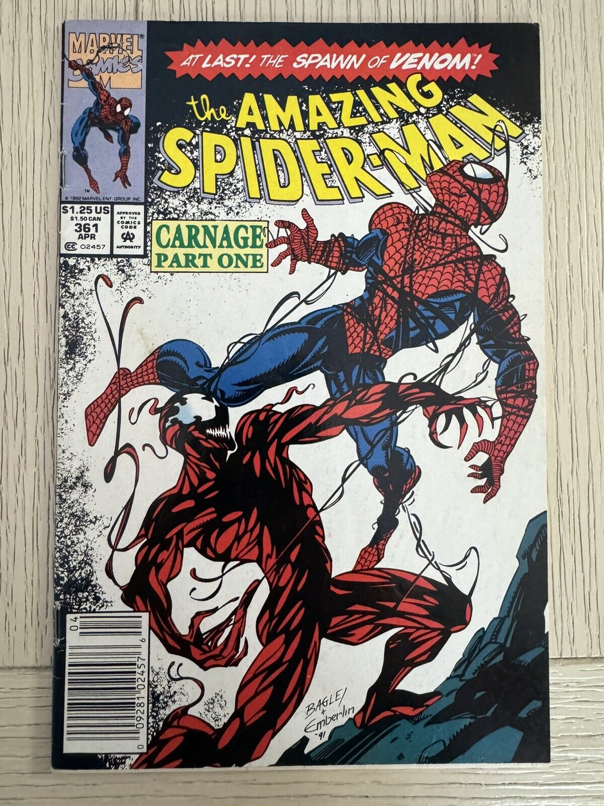 Amazing Spider-Man 361 Newsstand Marvel Comics 1st App Carnage