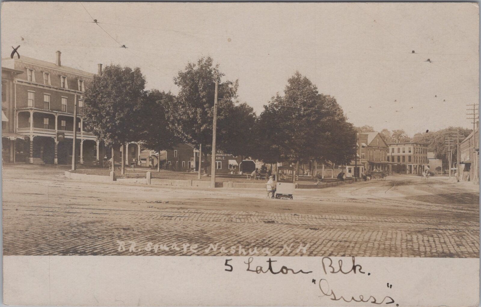 R.R. Railroad Square Nashua New Hampshire Street Seller 1906 RPPC Postcard