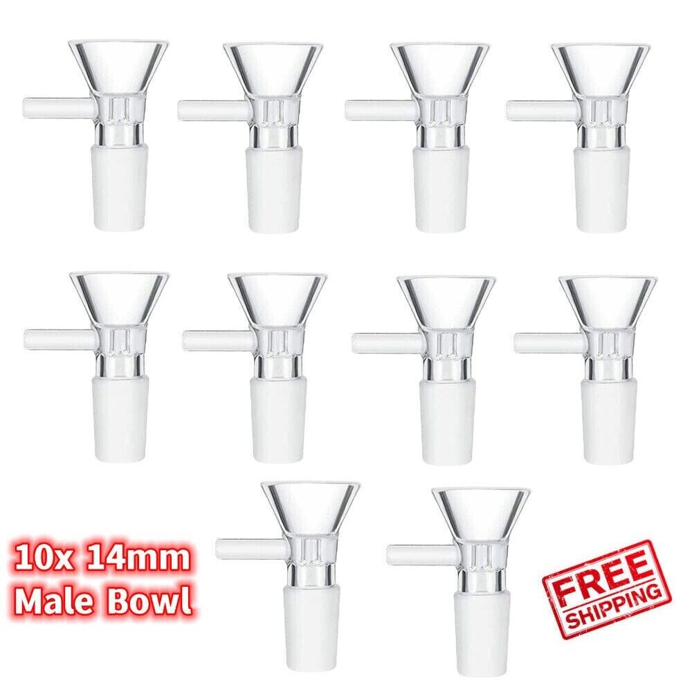 10X 14mm Male Glass Bowl For Water Pipe Hookah Bong Replacement Head