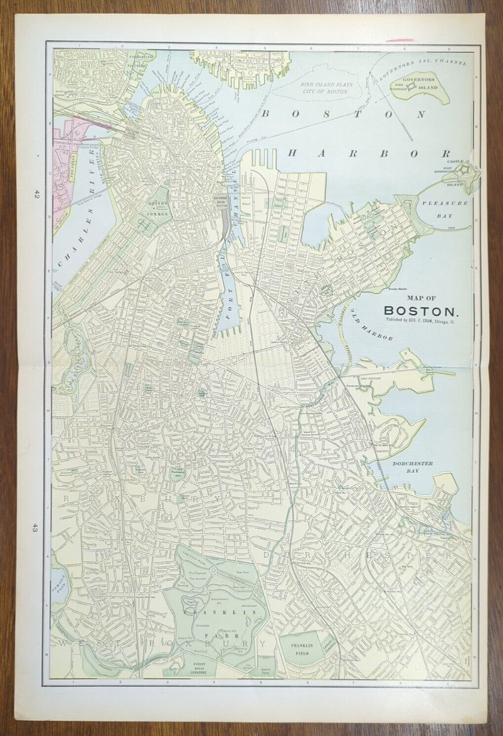 Vintage 1901 BOSTON MASSACHUSETTS Map 14