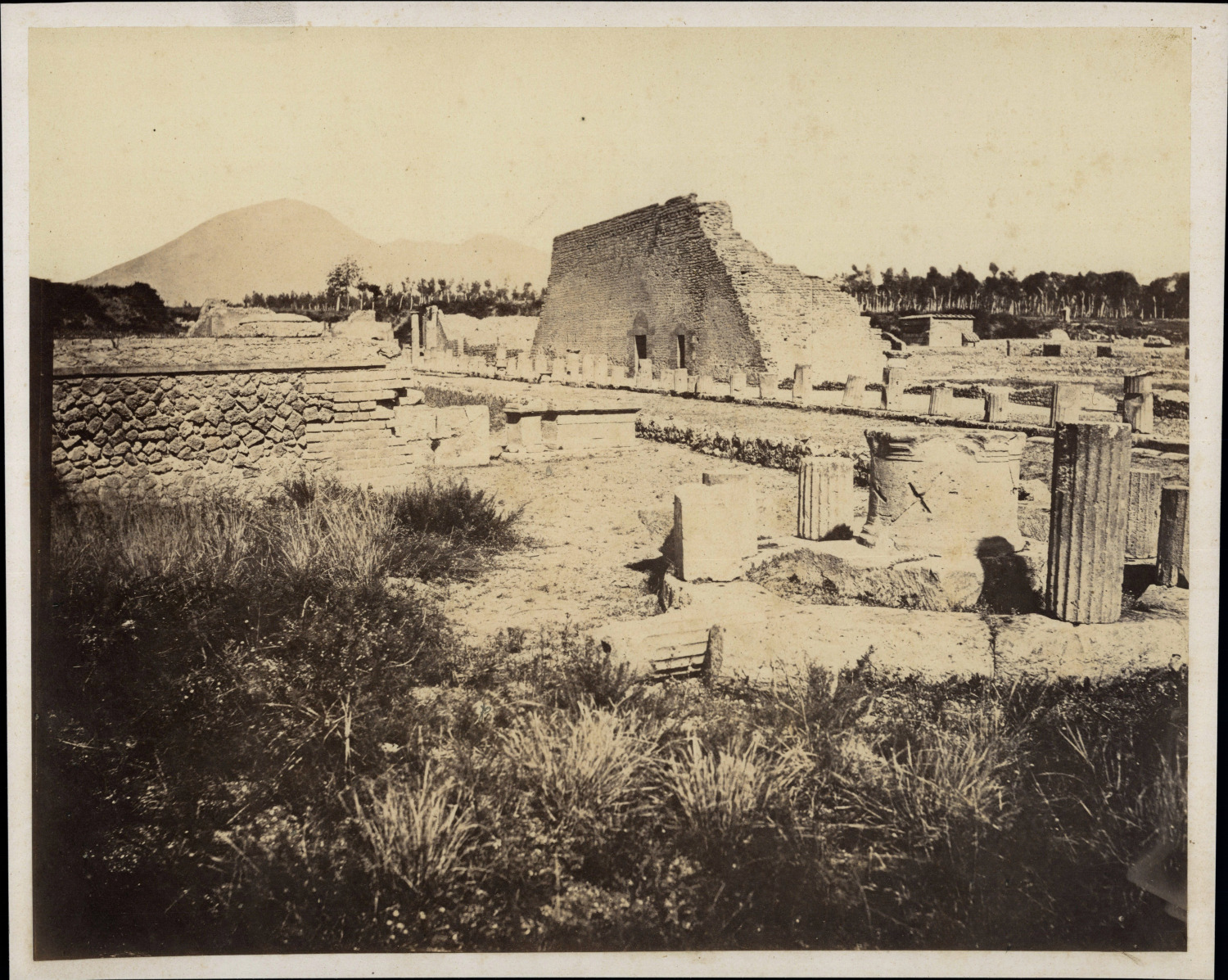 Italy, Pompeii, Triangular Forum and Temple of Hercules vintage albumen print strip 