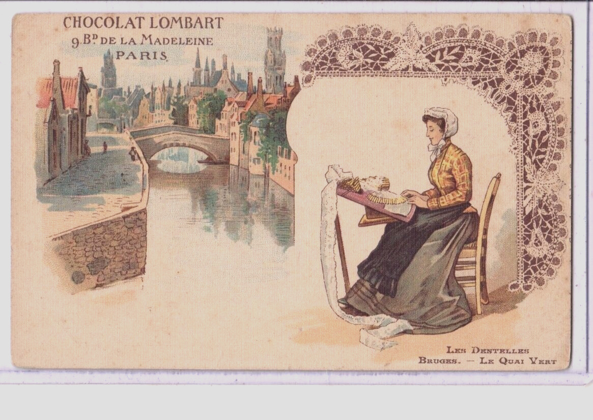 Advertising Postcard - Chocolat Lombart Paris with Belgian Lacemaker