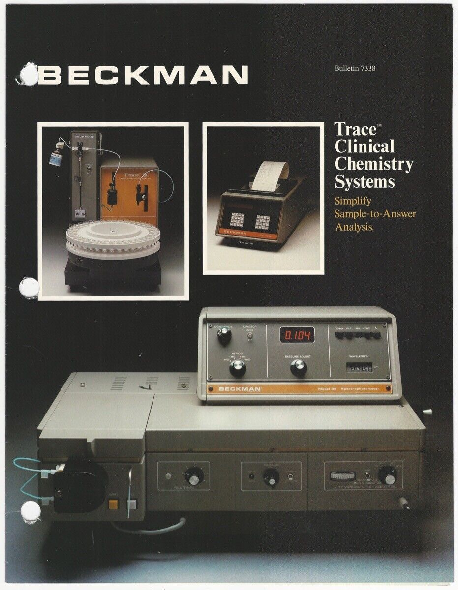 Beckman Trace Clinical Chemistry Systems Scientific Instrument 1980s Brochure