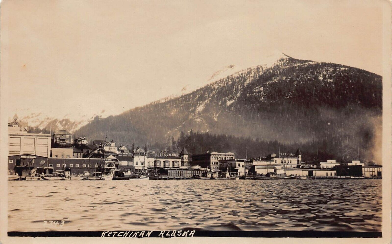 RPPC Ketchikan Alaska 1923 Harbor Stedman Thomas District Photo Vtg Postcard A31