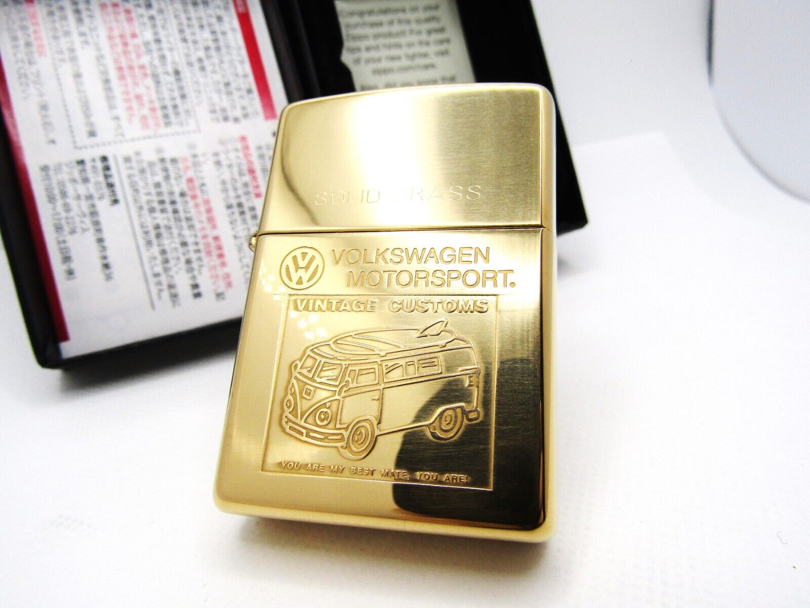 Volkswagen Motorsport Engraved Solid Brass Zippo 1997 Unfired Rare